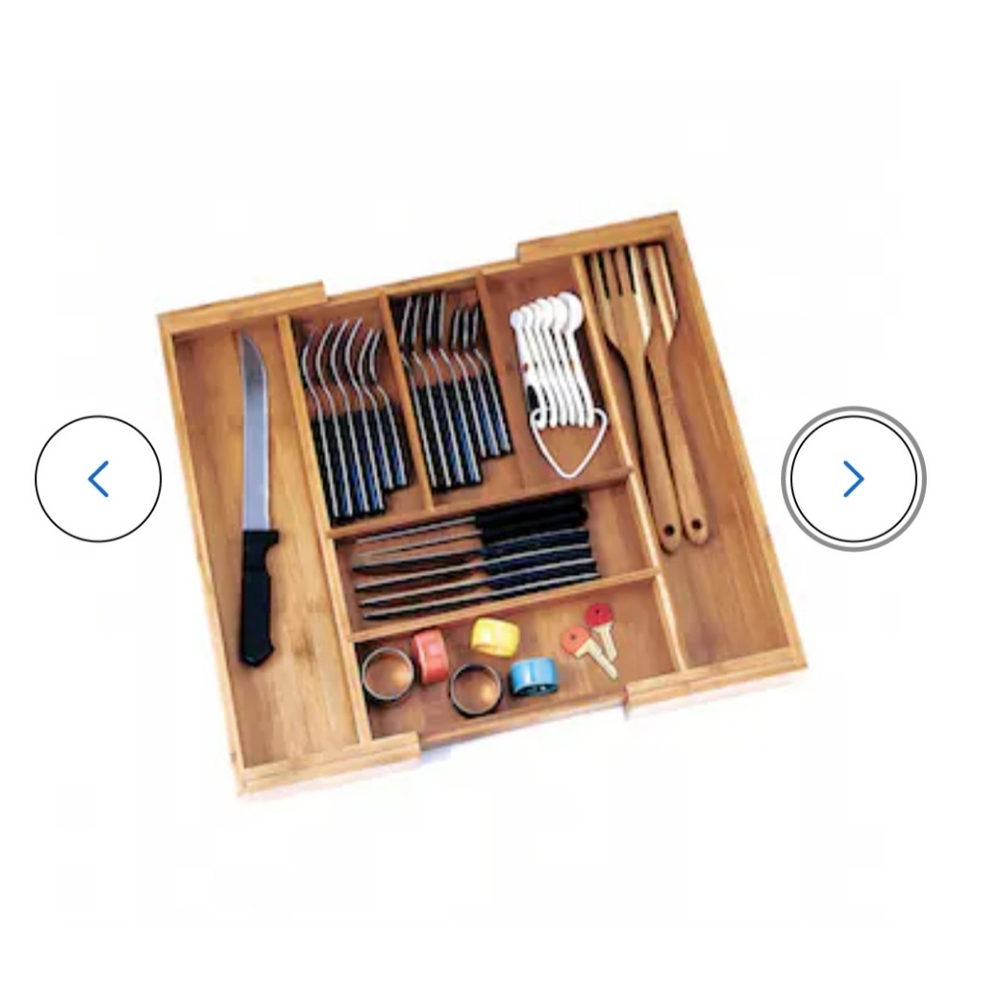 Style Selections 18.125-in x 13.125-in Bamboo Wood Expandable Drawer Organizer